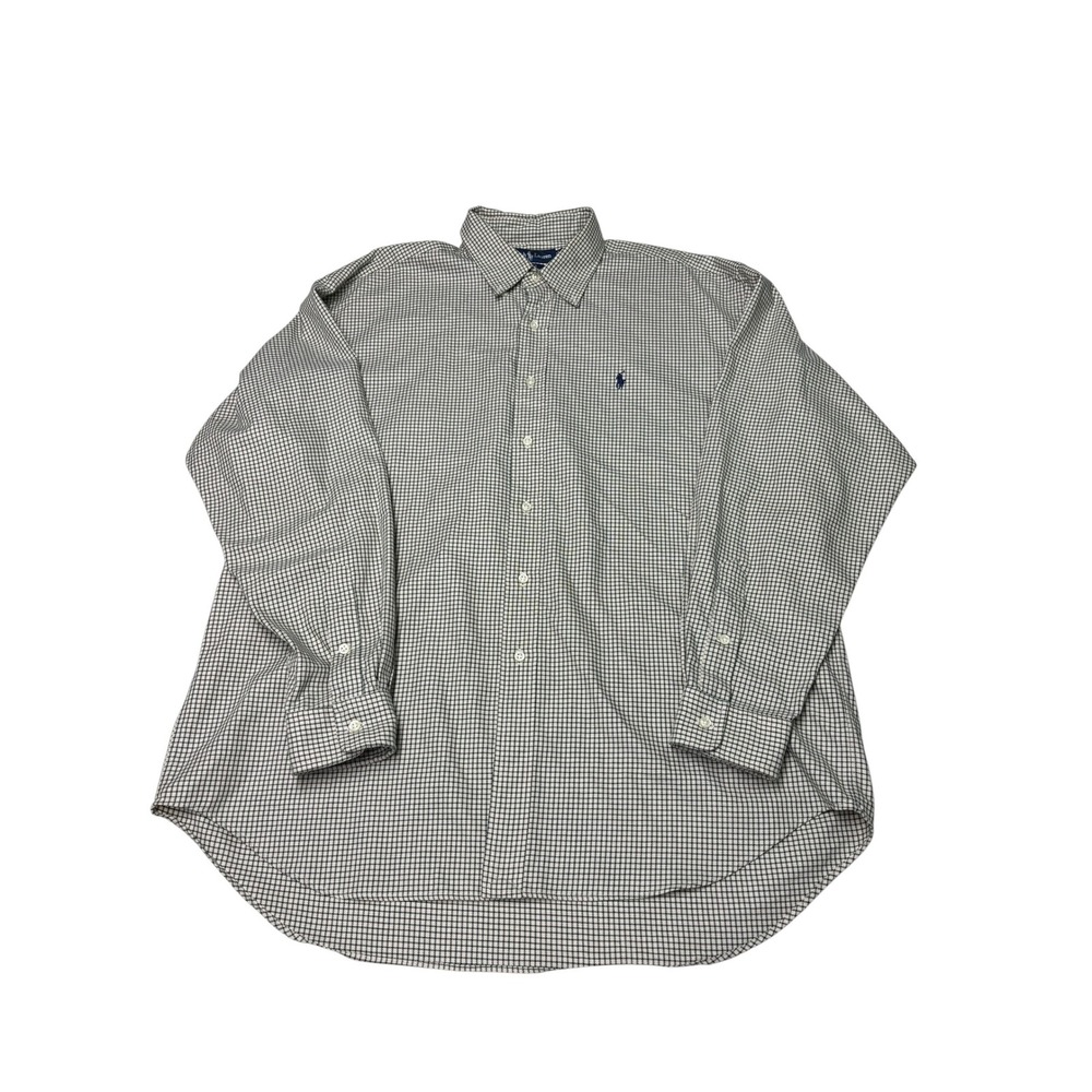 Vintage Polo Ralph Lauren Blake Shirt Mens XL Green White Check Cotton Sleeve